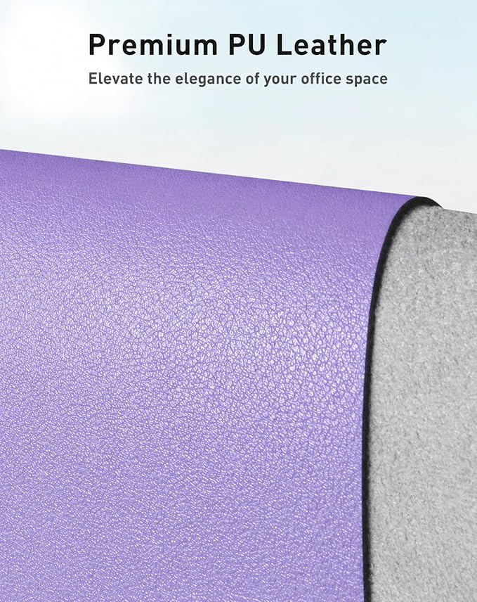 Aothia Faux Leather Desk Mat for Keyboard & Mouse (Light Purple, 42" x 17") | Creates One Clean Surface For Your Keyboard, Mouse And Laptop, Helping Keep Your Workspace Organized Every Day