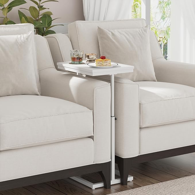 TUTOTAK End Table, Side Table, Tall Couch Table, Sofa Table, Living Room, Bedroom，White TB01BW083P
