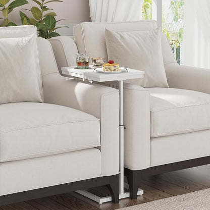 TUTOTAK End Table, Side Table, Tall Couch Table, Sofa Table, Living Room, Bedroom，White TB01BW083P