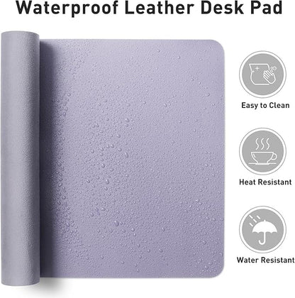 Aothia Leather Desk Pad Protector, Large Mouse Pad, Office Desk Mat, Non-Slip PU Leather Desk Blotter, Laptop Desk Pad, Waterproof Desk Writing Pad for Office and Home (23.6" x 13.7", Lavender)