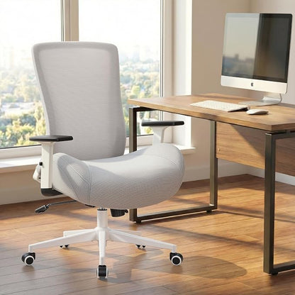 Big and Tall Home Office Desk Chair 400lb Capacity for Heavy People, Ergonomic Wide Mesh Desk Chair with Stepless Recline & Lock, 5.5" Thick Cushion, High Back, Adjustable Height & Armrests