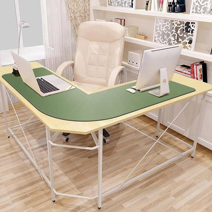 Mydours L-Shape Desk Mat, 46" x 46" x 16" Extra Large PU Leather Desk Pad Blotter, XXL Large Waterproof Gaming Mouse Pad, Desktop Protector for Computer Keyboard Home Office (Green)