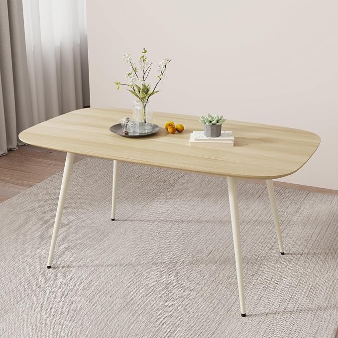 HIPIHOM 47.2'' Modern Farmhouse Dining Table, Wooden Rectangular Dining Table with Metal Legs for 4 People for Dining Room, Kitchen, Living Room (Cat Scratch Table, 47.2")