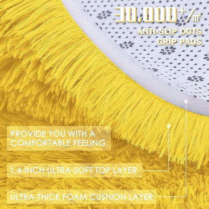 OLANLY Area Rugs for Living Room Bedroom, Machine Washable 4x5.9 ft Soft Fluffy Shaggy Bedside Rug, Indoor Floor Carpet for Kids Girls and Boys, Dorms, Nursery Rooms, Home Decor Aesthetic, Yellow