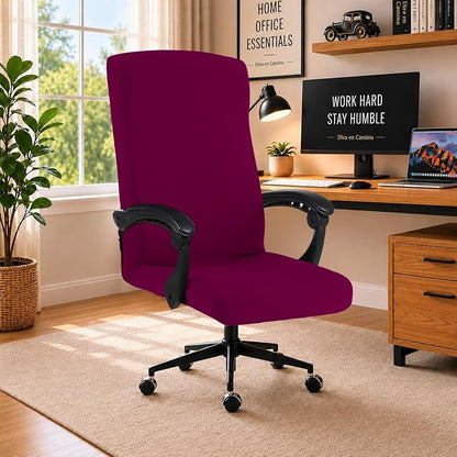DIVA EN CAMINO DEC Stretch Office Chair Cover with Zipper, Soft Slipcover for Desk, Boss, or High Back Chair
