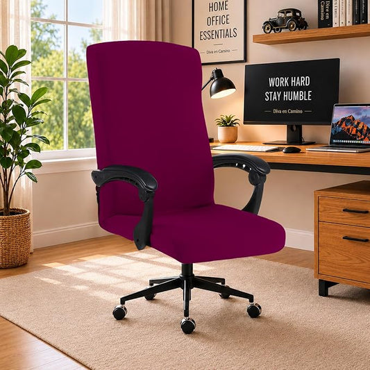 DIVA EN CAMINO DEC Stretch Office Chair Cover with Zipper, Soft Slipcover for Desk, Boss, or High Back Chair