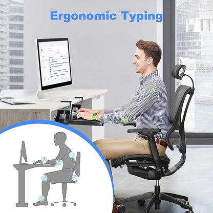 XINLEI Keyboard Tray Under Desk Large C-Clamp 25.6” (30” Including Clamps) x 11.8” Slide-Out Platform Computer Drawer Pull Out Keyboard & Mouse Tray Black DSF4