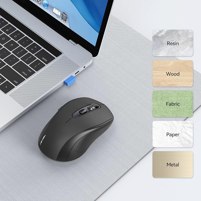 TECKNET Bluetooth Mouse (BT 5.0/3.0+2.4Ghz), 6-Level 4000 DPI Wireless Mice for Laptop, 2-in-1 Ergonomic Computer Portable PC Mouse, Silent Mouse with USB Receiver for Windows/Mac/PC/Notebook