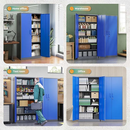 Letaya Metal Garage Storage Cabinets with Lock Door and Adjustable Shelves, Steel Tool Cabinets for Home,Office,Warehouse Organisieren (Blue Gray)