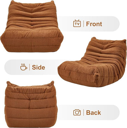 Hobestluk Adults Bean Bag Chair Faux Fur BeanBag Couch for Living Room | Brown Teddy,Ergonomic Design,Memory Foam,UltraSoft,Anti-slip Bottom,No Assembly Required,Decorative Style for Living Room