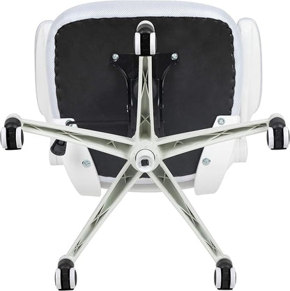 Flash Furniture Kelista Mid-Back Swivel Office Chair with Adjustable Lumbar Support and Seat Height, Ergonomic Mesh Desk Chair with Flip-Up Armrests, White