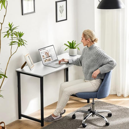 Sweetcrispy Computer Desk, Small Office 32 Inch Writing Work Study Student Teacher Home Bedroom Table with Metal Frame Wood Tabletop, Compact Modern Study Table for Home Use, Modern White