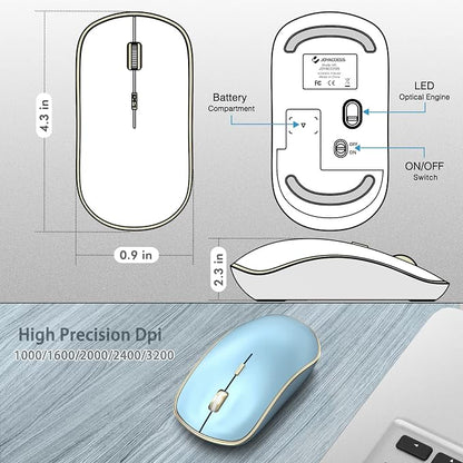 JOYACCESS Wireless Mouse for Laptop | 5 DPI Levels, Silent for Notebook, MacBook, Chromebook, PC - Blue