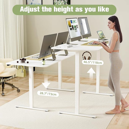 ERGOMAKER 63" Electric Standing Desk, Adjustable Height, Sit Stand Up Desk for Home Office & Computer Workstations, Memory Controller, White