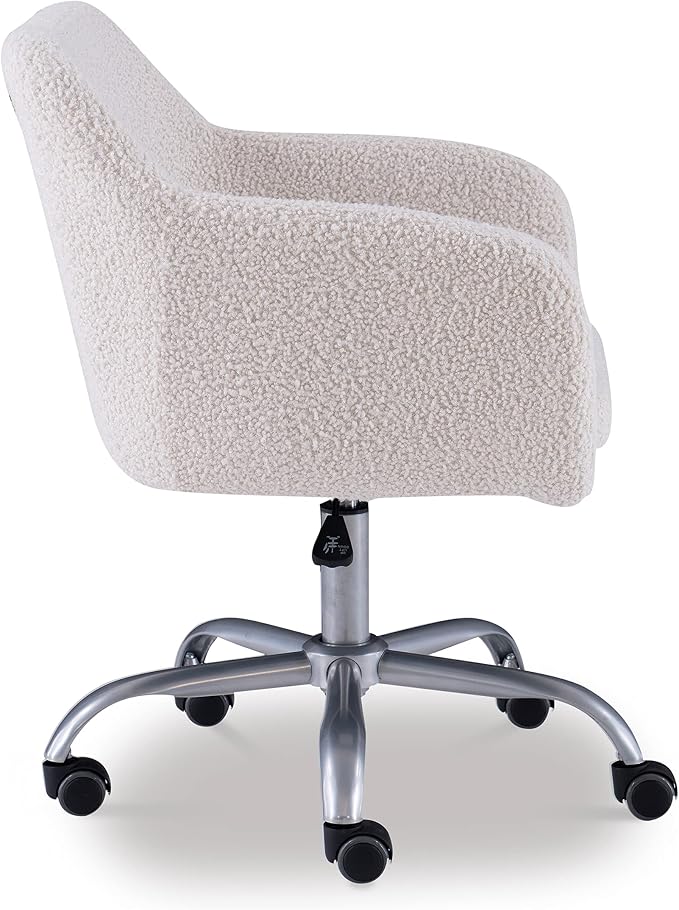 Linon Home Decor Products Linon Brooklyn Sherpa Office Chair, Ivory