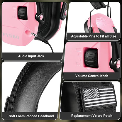 Electronic Shooting Ear Protection w/Gel Pads, 23dB NRR Active Noise Reduction & 3X Amplification Headset for Shooters