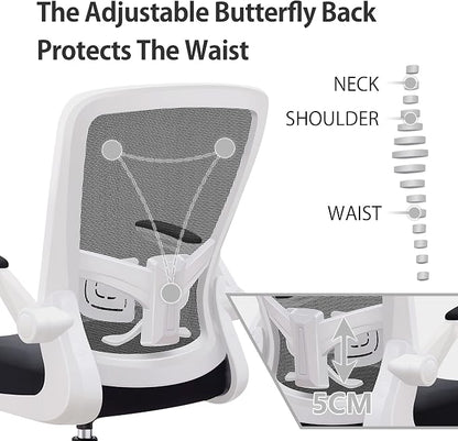 FelixKing Office Chair, Ergonomic Desk Chair with Adjustable Height and Lumbar Support Swivel Game Chair Desk Computer Chair with Flip up Armrests for Conference Room (White)