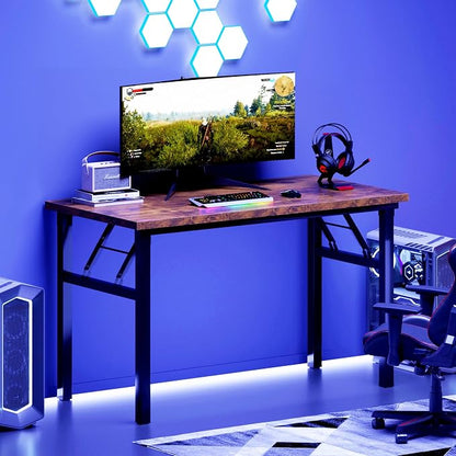 DlandHome Folding Table Computer Desk Workstation Table Conference Table Home Office Desk, Fully Assembled (47 Inches, Retro)
