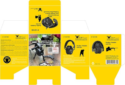 Earmuff hearing protection with low profile passive folding design 26dB NRR and reduces up to 125dB