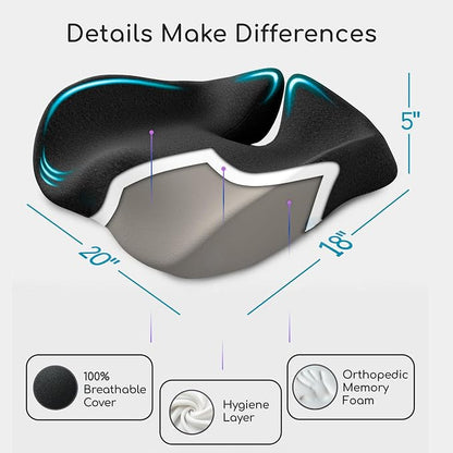 SitCushion Extra Large Seat Cushions for Office Chairs – Gaming Chair Seat Cushion and Sciatica Pain Relief Pillow for Back Pain. Orthopedic Coccyx Cushion for Tailbone Pain Relief (Original Black)