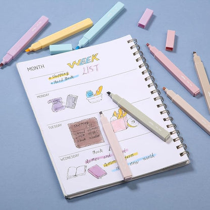 Mr. Pen- Aesthetic Highlighters No Bleed, 8 Pack, Neutral Colors | Chisel Tip, Cute Highlighters Assorted Colors for Journaling, Highlighting, Underlining, Fast Dry, Back to School Supplies