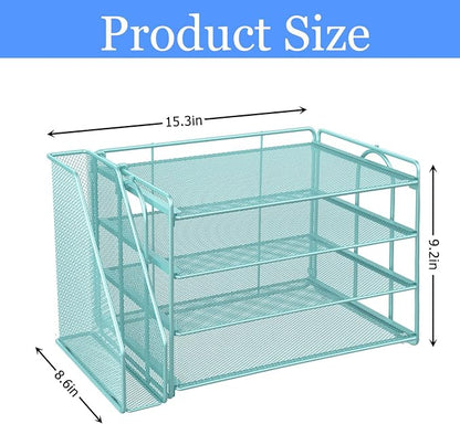 gianotter 4-Tier Paper Organizer With Magazine Holder, Desk Organizers and Accessories, Desk Accessories & Workspace Organizers, File Organizer for Office Supplies Storag (Blue, 4-Tier)