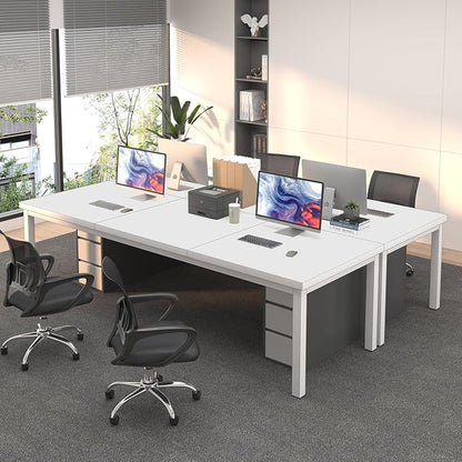 78.7 Inch Large Computer Desk, Modern Table with Thick Tabletop, Spacious Gaming Desk for 2 People, Study Writing Workstation for Home Office, Work from Home, White