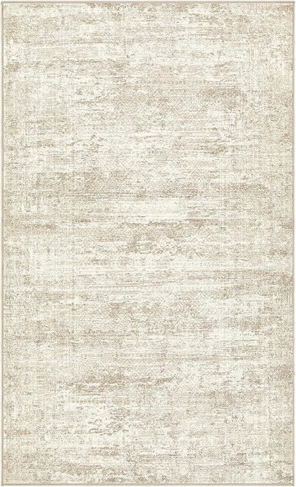UERMEI 3x5 Washable Area Rug - Neutral Modern Abstract Living Room Rugs, Non-Slip Soft Large Indoor Floor Carpet for Bedroom Home Office & Under Dining Table Decor, Beige/Brown