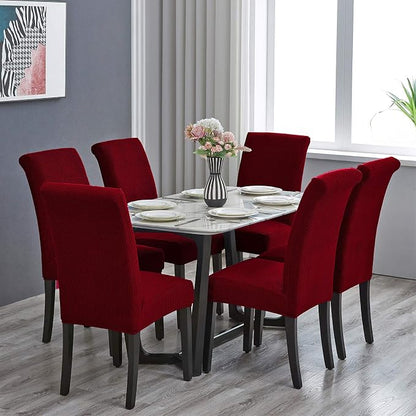 Stretch Chair Covers for Dining Room Set of 6, Removable Washable Dining Room Chair Covers, Dining Chair Slipcovers Seat Protector, Great Home Decor and Banquet Upholstery (Red Dahlia, 6 Pack)