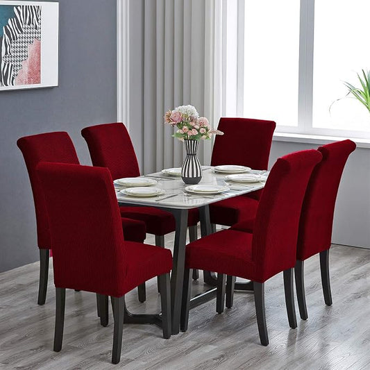 Stretch Chair Covers for Dining Room Set of 2, Removable Washable Dining Room Chair Covers, Dining Chair Slipcovers Seat Protector, Great for Home and Banquet Decor (Red Dahlia, 2 Pack)