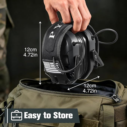 Electronic Shooting Ear Protection w/Gel Pads, 23dB NRR Active Noise Reduction & 3X Amplification Headset for Shooters