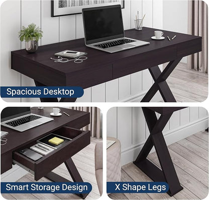 Techni Mobili Trendy Writing Desk with Drawer, Espresso