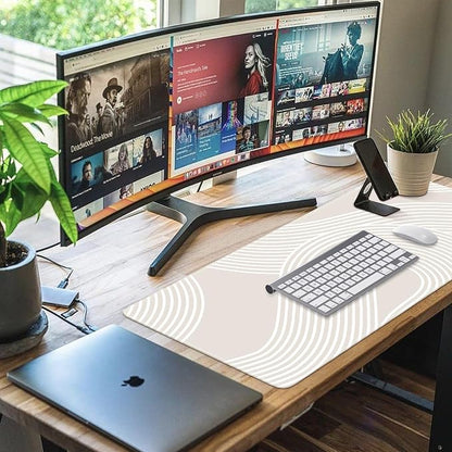 iCasso Big Desk Pad, XXL Extended Gaming Mouse Pad, Large Mouse Pad for Desk Rubber Base Mousepad with Stitched Edges, Keyboard Mouse Mat for Work, Game, Office, Home, Lines