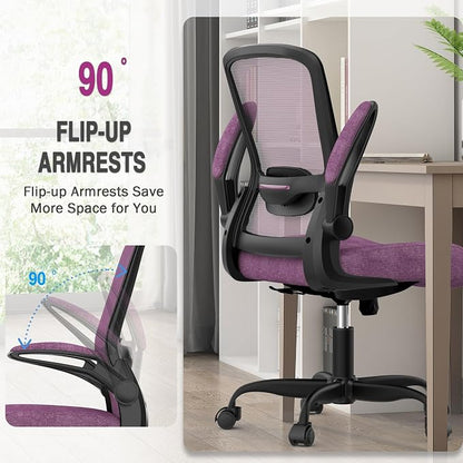 Mimoglad Office Chair, Ergonomic Desk Chair with Adjustable Lumbar Support, High Back Mesh Computer Chair with Flip-up Armrests-Task Chairs, Executive Chair for Home Office