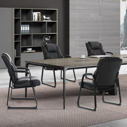 CLATINA Big & Tall 500 lb. Guest Chair, Leather Reception Chairs with Sled Base and Padded Arm Rest for Waiting Room Office Home and Meeting Conference-Black (6 Pack)