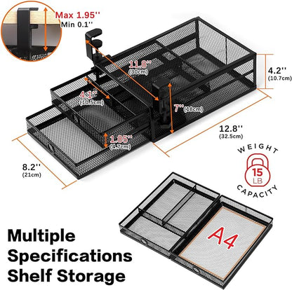 ROSYLINE Under Desk & Desktop Drawer Organizer - 2-Tier Metal Slide Out Drawers Organizer, Storage for Home Office Desk (Black)
