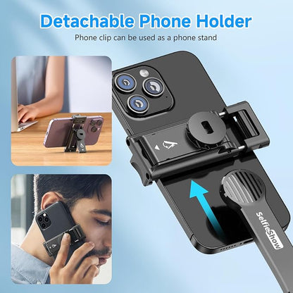 SelfieShow Selfie Stick, Extendable Selfie Stick Tripod with Wireless Remote and Tripod Stand, Portable, Lightweight, Compatible with iPhone 17 16 15 14 13 12 Pro Xs Max/Samsung Smartphone and More