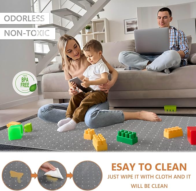 Office Chair Mat, 30" x 48" Clear Carpet Chair Mats for Low Pile Carpeted Floors Home Office, Studded Floor Mat for Office Chair on Carpet