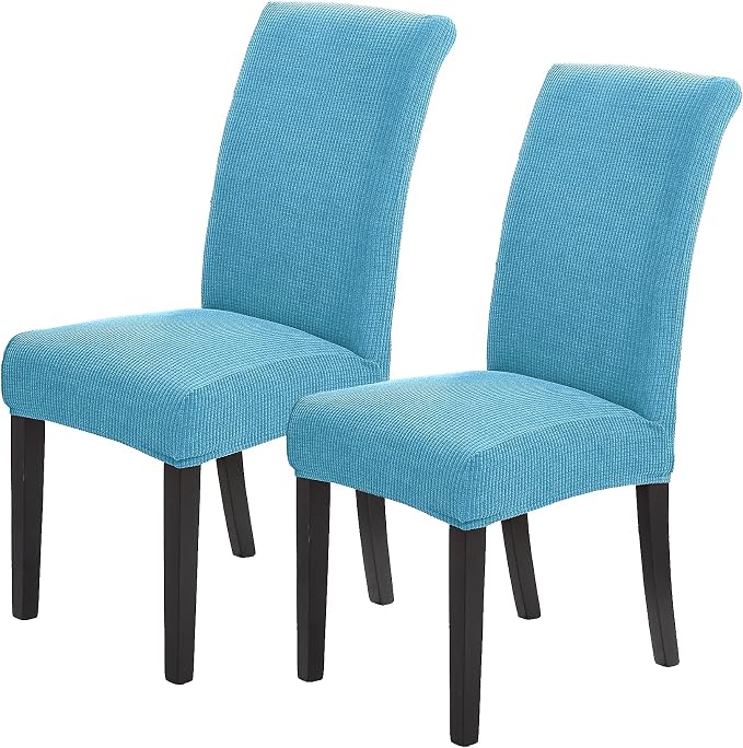 Stretch Chair Covers for Dining Room Set of 2, Removable Washable Dining Room Chair Covers, Dining Chair Slipcovers Seat Protector, Great Decoration for Home and Banquet (Dusty Blue, 2 Pack)