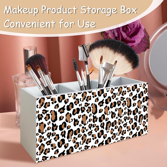Leopard Print Pen Pencil Holder Organizer for Desk, Leopard Print Girly Office Room Home Decor, Preppy Cheetah Makeup Brush Toothbrush Holder Organizer for Bathroom Desk Accessories