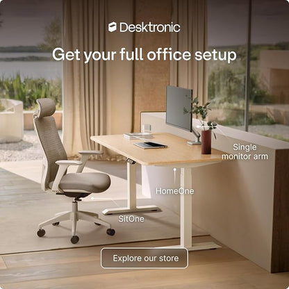 Desktronic HomeOne Standing Desk 48x24 — Ergonomic Sit Stand Home Office Desk, Made in Europe, Electric Dual Motor Height Adjustable, USB & USB-C Charging, Wobble-Free, Touchscreen, 3 Memory Presets