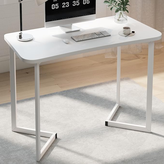 Funecy Computer Desk 40 Inch Small Table for Office,Modern Simple Style Writing Study Work Gaming Table for Home Office (White)