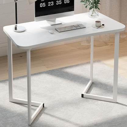 Funecy Computer Desk 40 Inch Small Table for Office,Modern Simple Style Writing Study Work Gaming Table for Home Office (White)