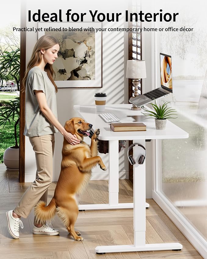 BIZUM Electric Standing Desk 63 x 24 Inch Computer Desk-Gaming Desk White Home Office Desks Height Adjustable Memory Stand Up Computer Workstation