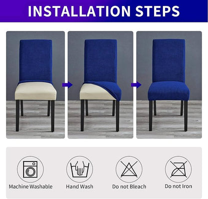 Stretch Chair Covers for Dining Room Set of 2, Removable Washable Dining Room Chair Covers, Dining Chair Slipcovers Seat Protector, Great for Home Decor and Banquet (Classic Blue, 2 Pack)