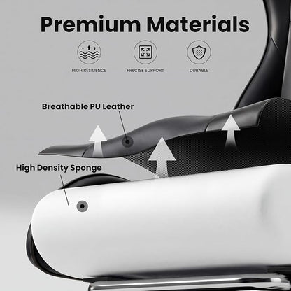 Gaming Chair, Ergonomic Computer Chair with Footrest and Lumbar Support, Height Adjustable Office Chair with 360° Swivel Seat and Headrest (Black)