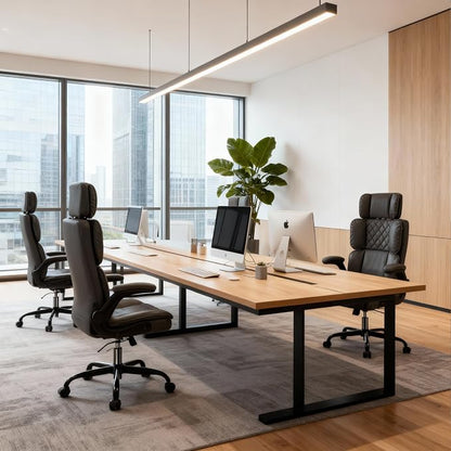 Office Chair with Adjustable Headrest - Executive Leather Desk Chair for Home Office, with Flip-Up Arms & Ergonomic Lumbar Support, Perfect for Work and Study, Gray