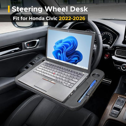 EcoNour Steering Wheel Desk Tray Compatible for Civic Honda 2022-2026 | Car Laptop Mount Tray with Pen Holder | Food & Drink Holder | Multipurpose Travel Car Accessories