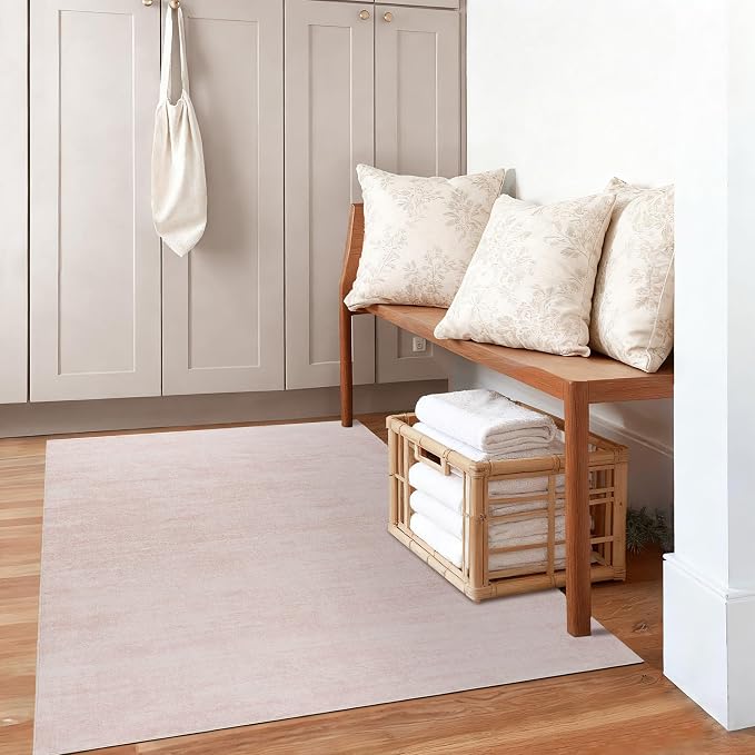 BILEEHOME Pink Small Rug for Kitchen Bathroom, Boho Abstract Modern Washable Non Slip Area Rugs for Girls Bedroom Kids Room 3x5