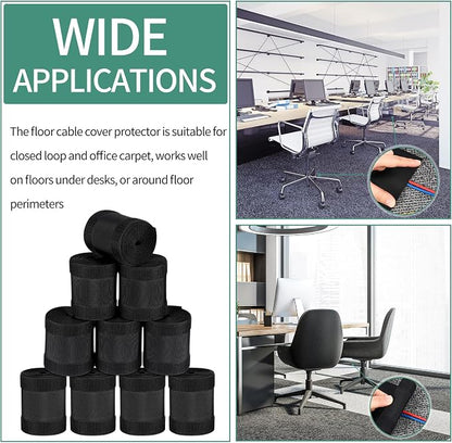 WILLBOND Carpet Cord Cover Cable Protector Floor Cover Cable Protector Management Only for Commercial Office Carpet(98.43 ft,Black)